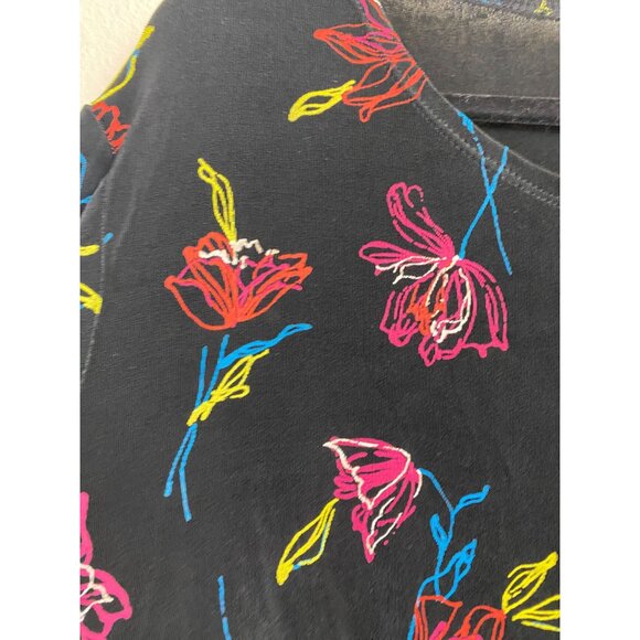 Vikki Vi Slinky Knit Floral Black Floral Button Up Tunic Top Plus size 1X USA - Picture 9 of 15